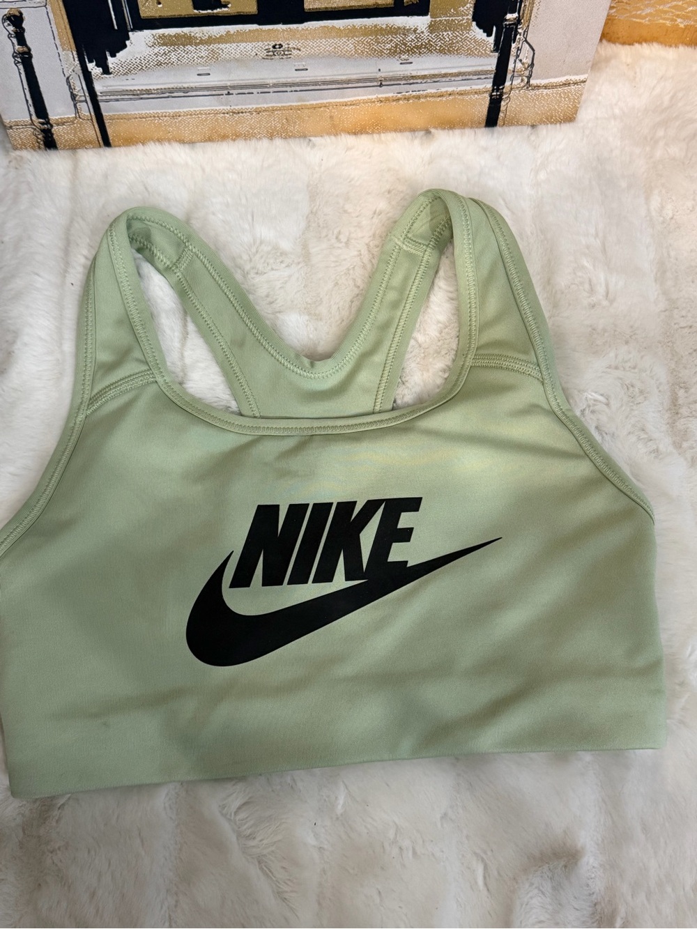Nike Mint Green Racerback Sports Bra with Black Logo